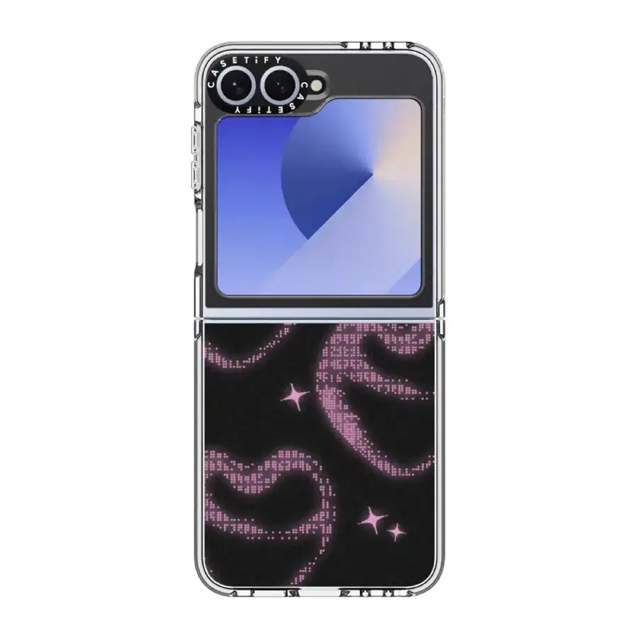 케이스티파이 (CASETiFY) 드리미 하트 임팩트 클리어 케이스 블랙 갤럭시 Z 플립6