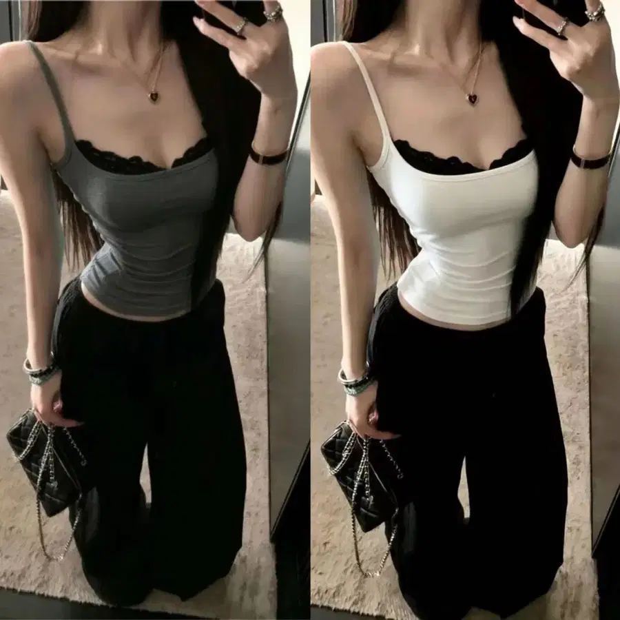 레이스 내장캡 나시 (그레이,화이트)