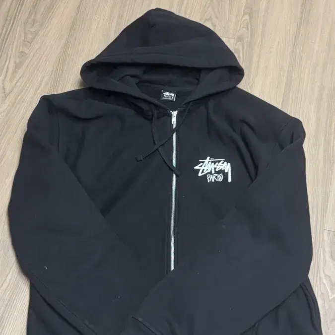 스투시 스탁 파리 후드 집업 블랙 XXL