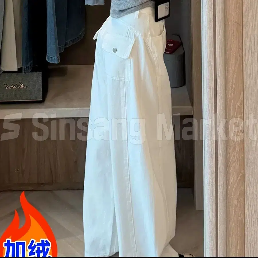[빠른발송] 레이와이드팬츠 기모버전추가 데님 면 바지 와이드