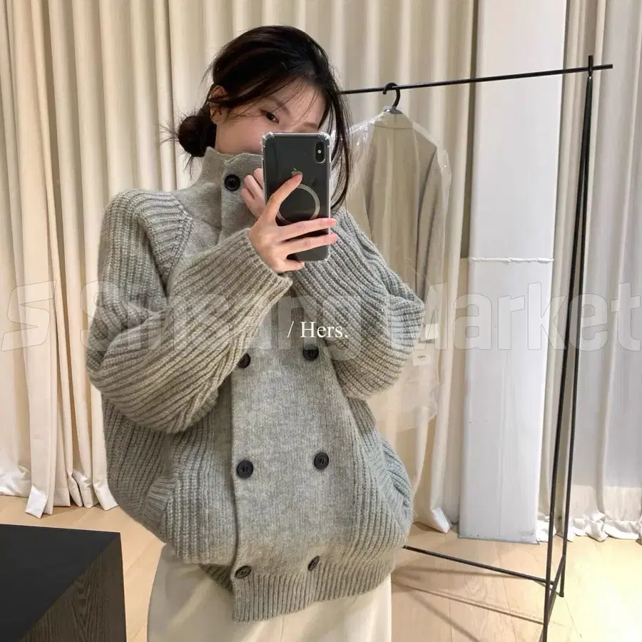 [빠른발송] 폴더블 니트 가디건 반목 폴라 카라