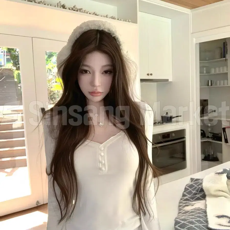 [빠른발송] 케이쉬티 브이넥 단추