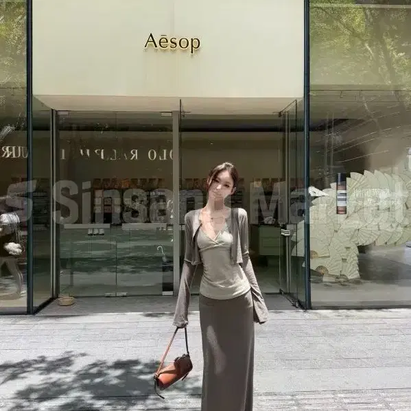 [빠른발송] 트리플세트 긴팔가디건 나시 롱스커트 슬릿 쓰리피스