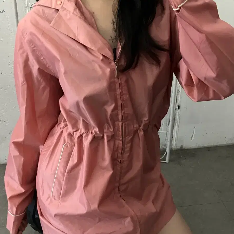 본더치 핑크 바람막이 빈티지