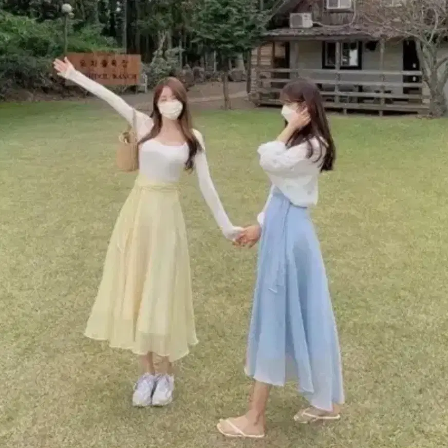 모던로브 라라랜드 쉬폰 롱스커트_옐로우