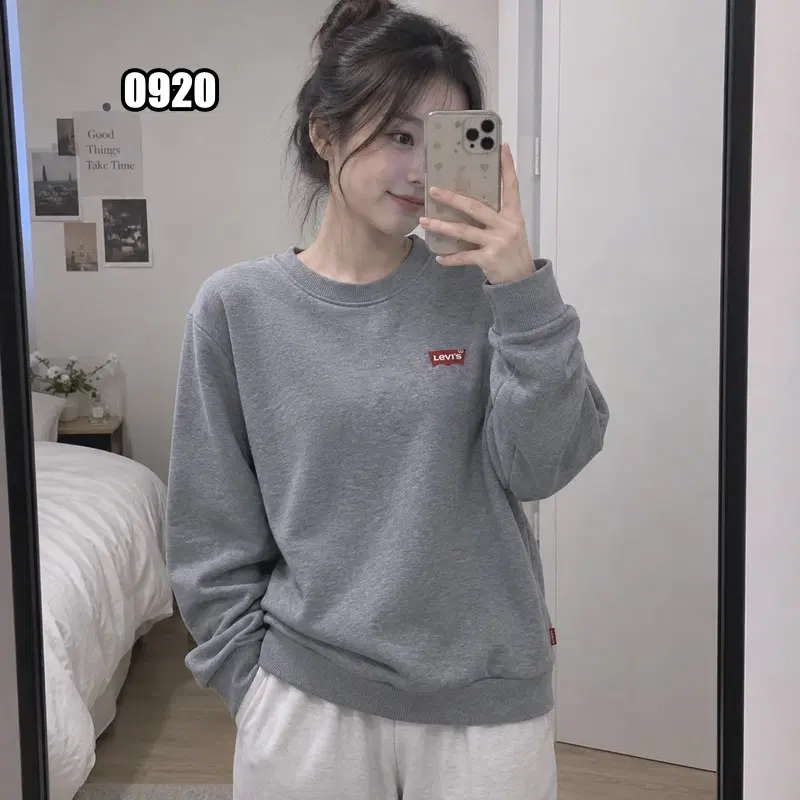 XL 리바이스 스몰 로고 그레이 긴팔 맨투맨