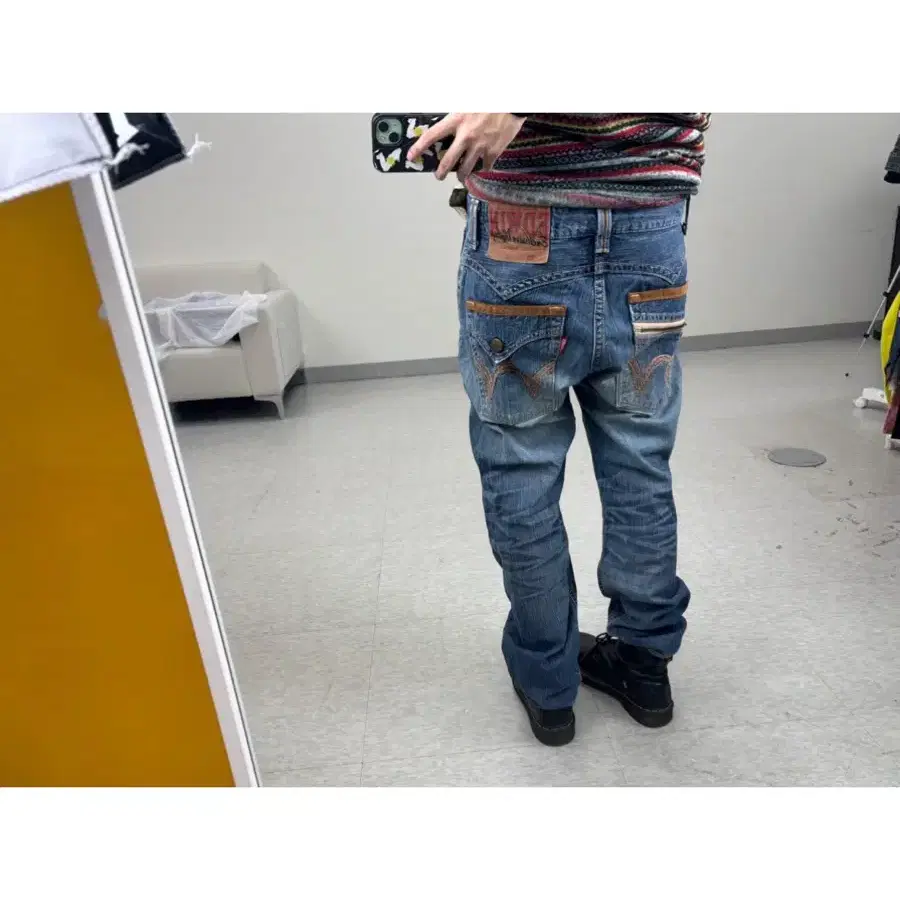 일본빈티지 에드윈 데님 로우라이즈 스트레이트 팬츠 청바지