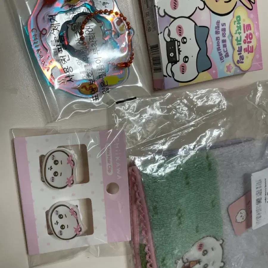 치이카와 세트 키링 헤어클립 손수건