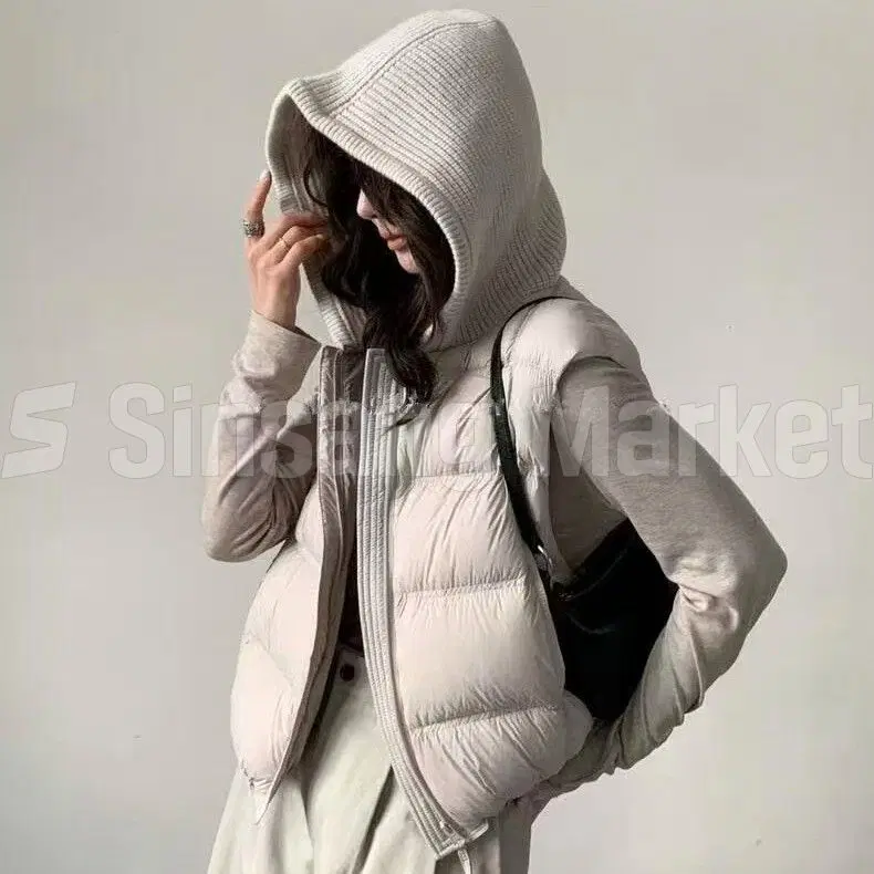 [빠른발송] 니트후드조끼 베스트 패딩