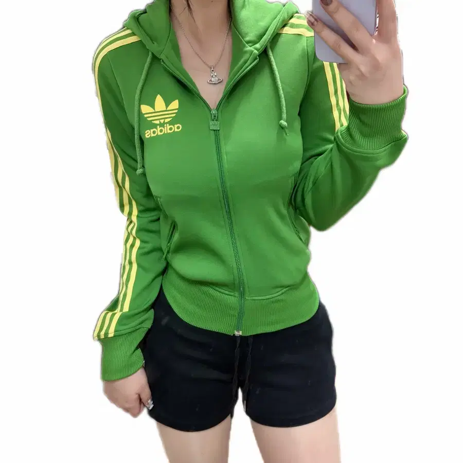아디다스 파이어버드 후드집업 말차 레몬