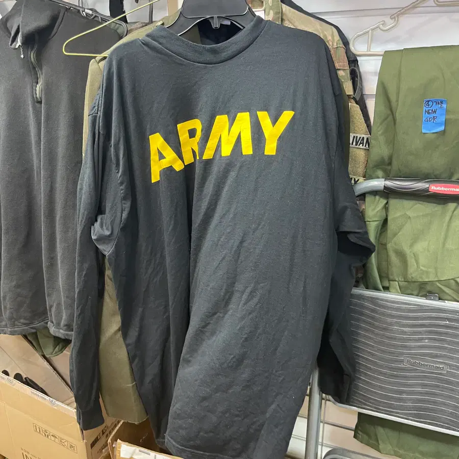 아미블랙XL.미군 오리지널 US ARMY 트레이닝 긴팔 티셔츠 (XL)