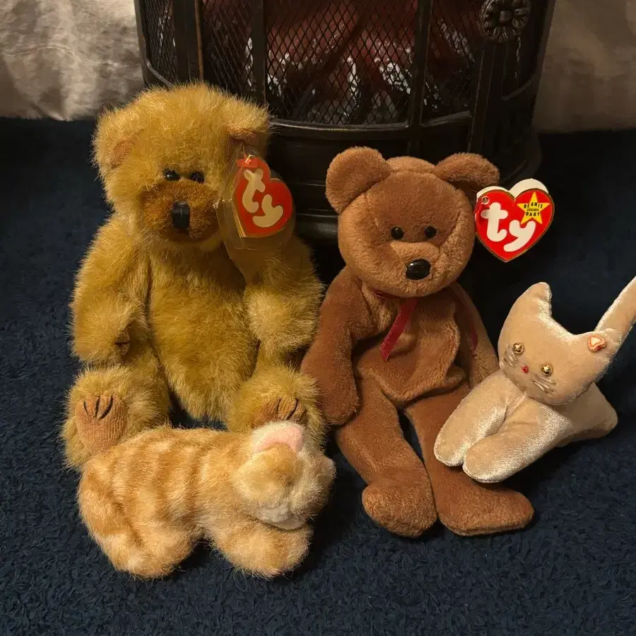 TY 90s 빈티지 티와이베어 인형 + 빈티지 고양이 인형 일괄