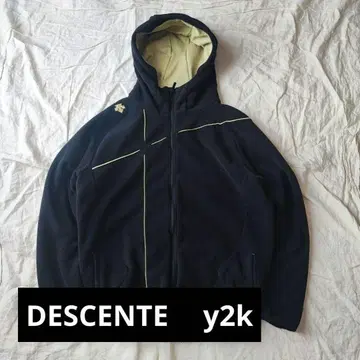DESCENTE 데상트 비대칭 집업 프리스 블랙 y2k