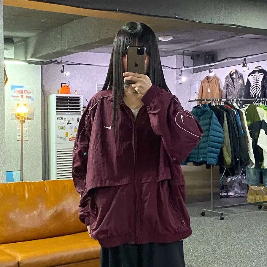 나이키 NSW 솔로 스우시 우븐 버건디 트랙자켓B6223