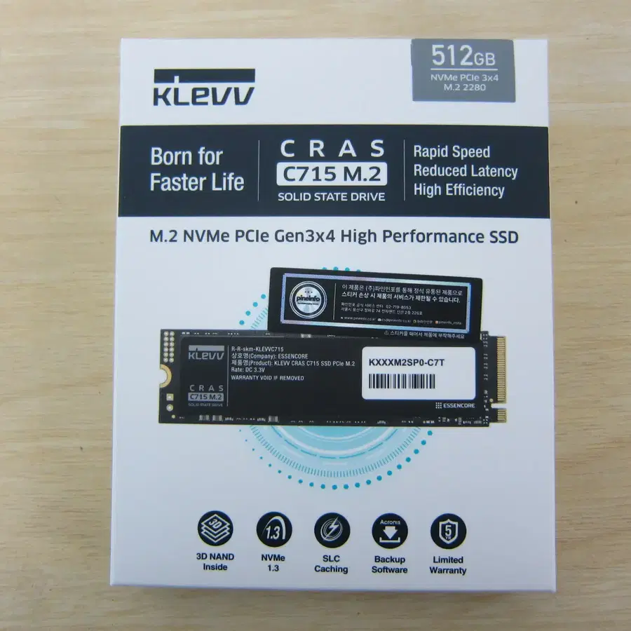 [SSD 512G] 미개봉 ESSENCORE KLEVV CRAS C715 M.2 NVMe 512G