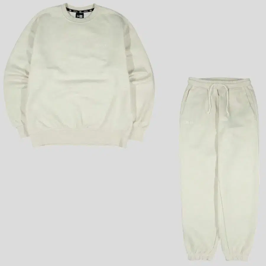 뉴에라 오트밀 그레이 화이트 스펠아웃 로고 코튼블렌드 맨투맨 티셔츠 밴딩 조거팬츠 스웻팬츠 트레이닝복 셋업 M