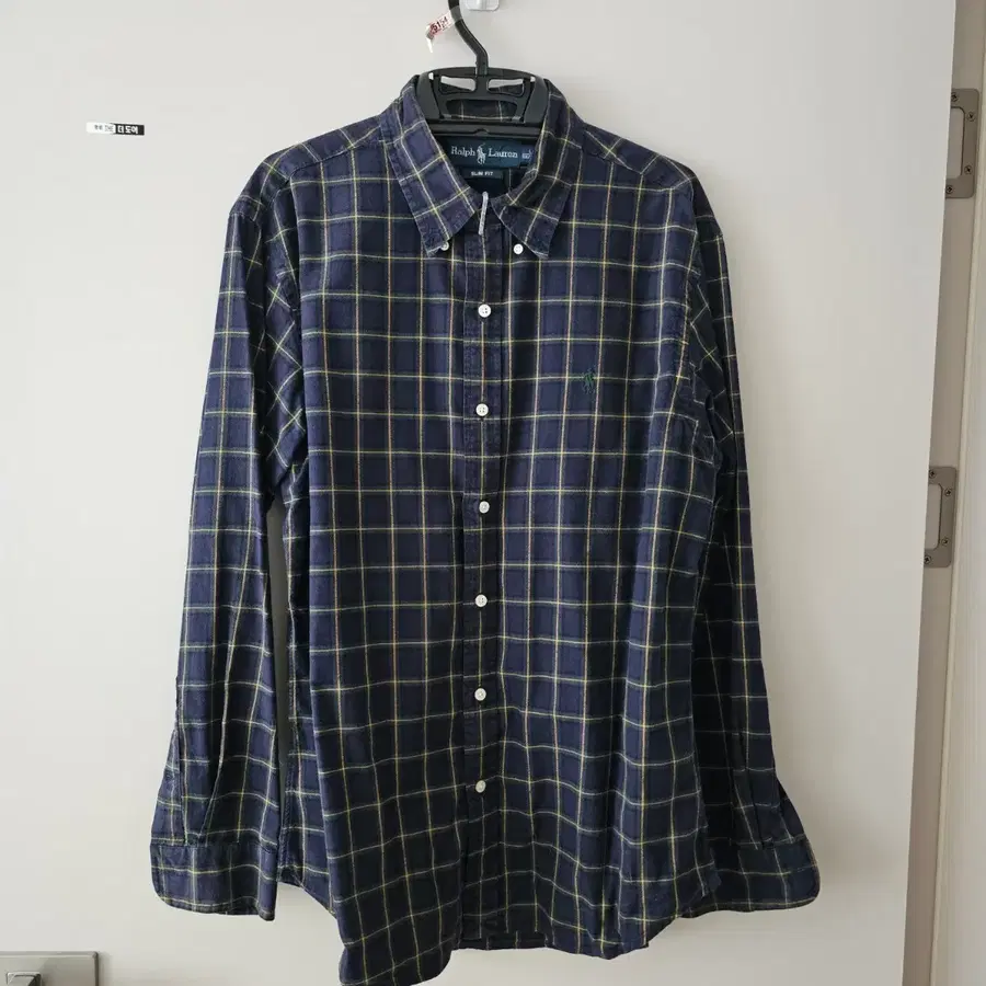 폴로 랄프로렌 슬림핏 체크 셔츠 L 네이비