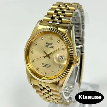 Klaeuse QZ 플루티드 베젤 골드 남성용 시계 작동 새 배터리
