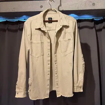 ZARA 데미지 가공 데님 셔츠 XL