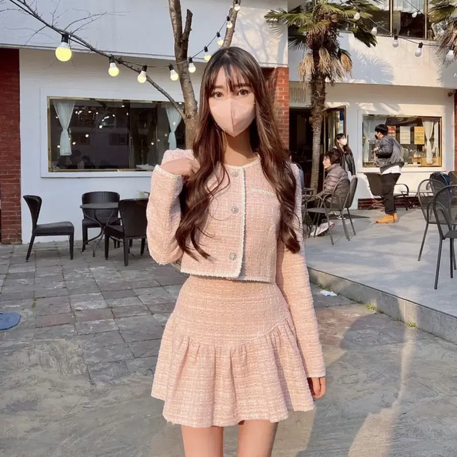 메이윤 제작 트위드 셋업 핑크
