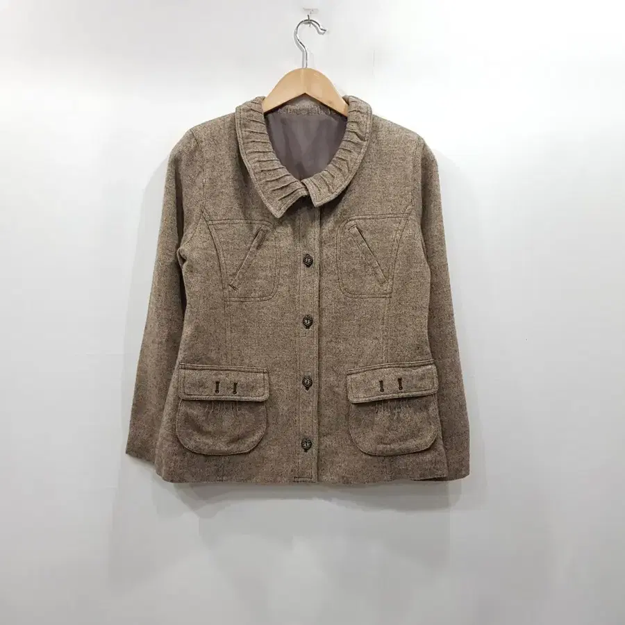 T216 빈티지 모리걸 하구미룩 긴팔 울 모직 자켓 여L