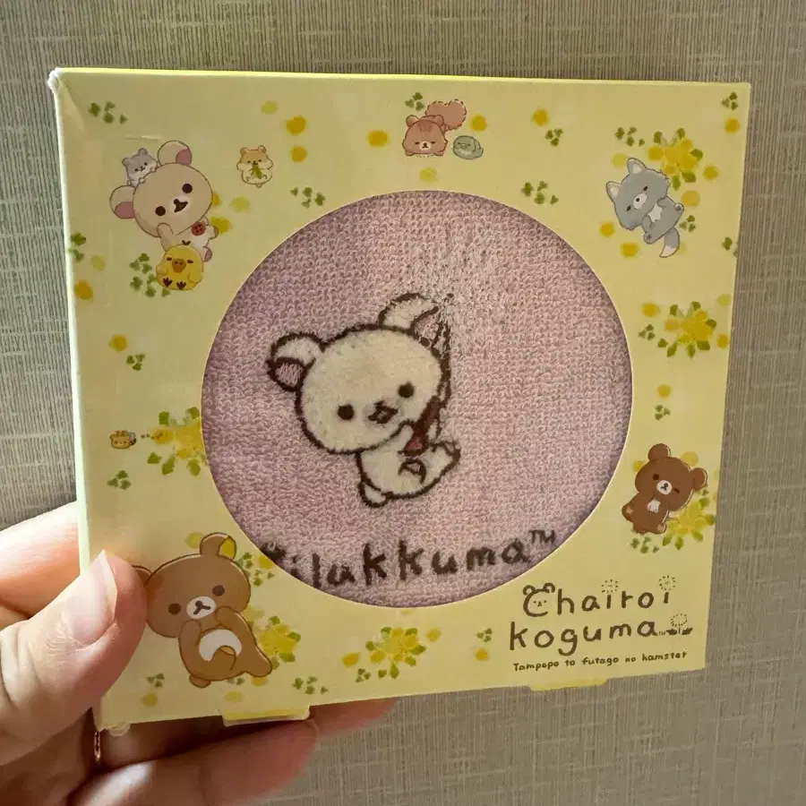 산리오 리락쿠마 핑크 손수건 핸드타올 22x22cm 새상품
