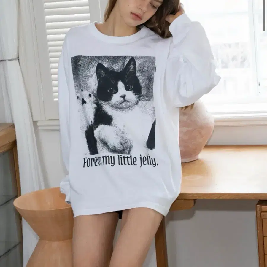 헤더먼트 고양이 젤리 빈 티셔츠