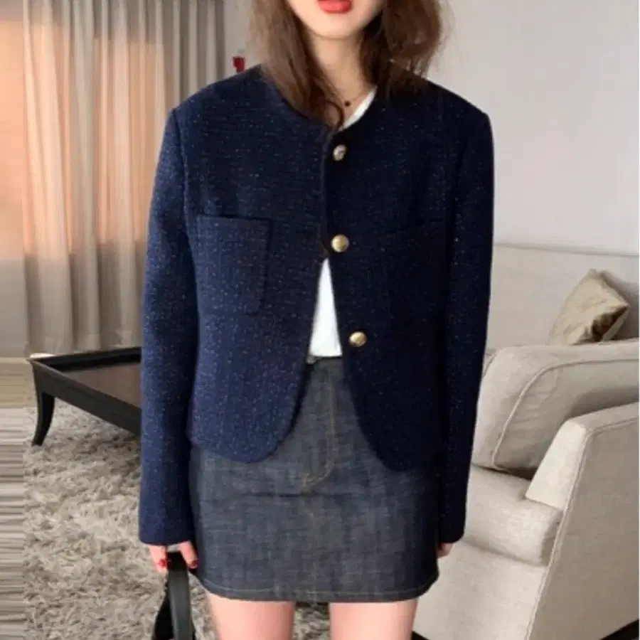메이비베이비(MAYBEBABY) 디어리스트 카르멘 트위드자켓 프리사이즈 새상품