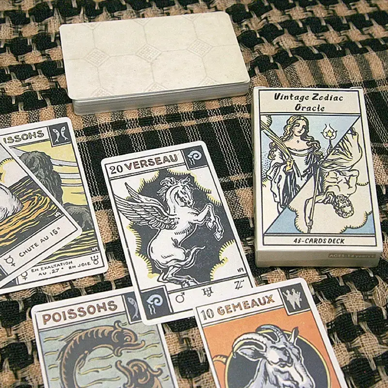 Vintage Zodian Oracle 점성술 타로 카드 (미사용, 인테리어, 다이어리, 캠핑, 소품)