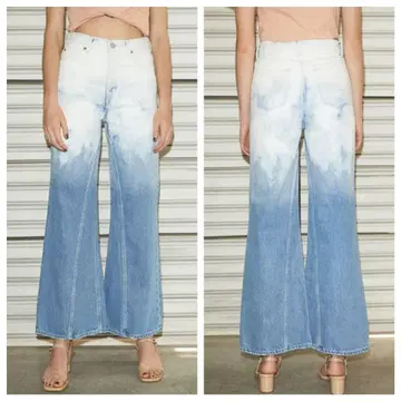 moussy 하이 웨이스트 블리치 플레어 데님 팬츠 0