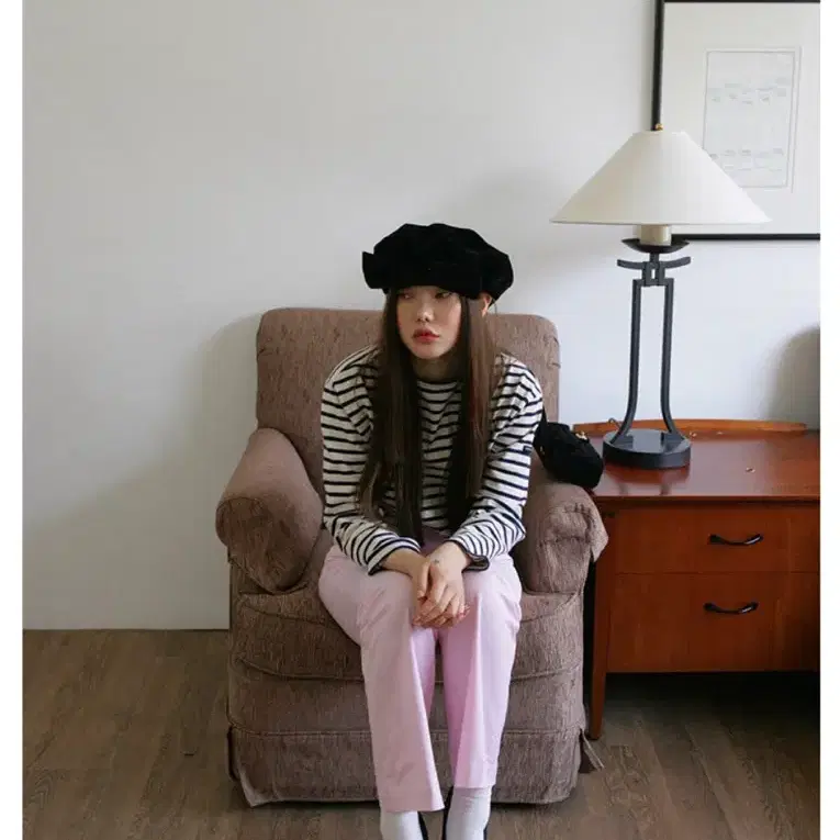 프레클 빅 보우 벨벳 베레모