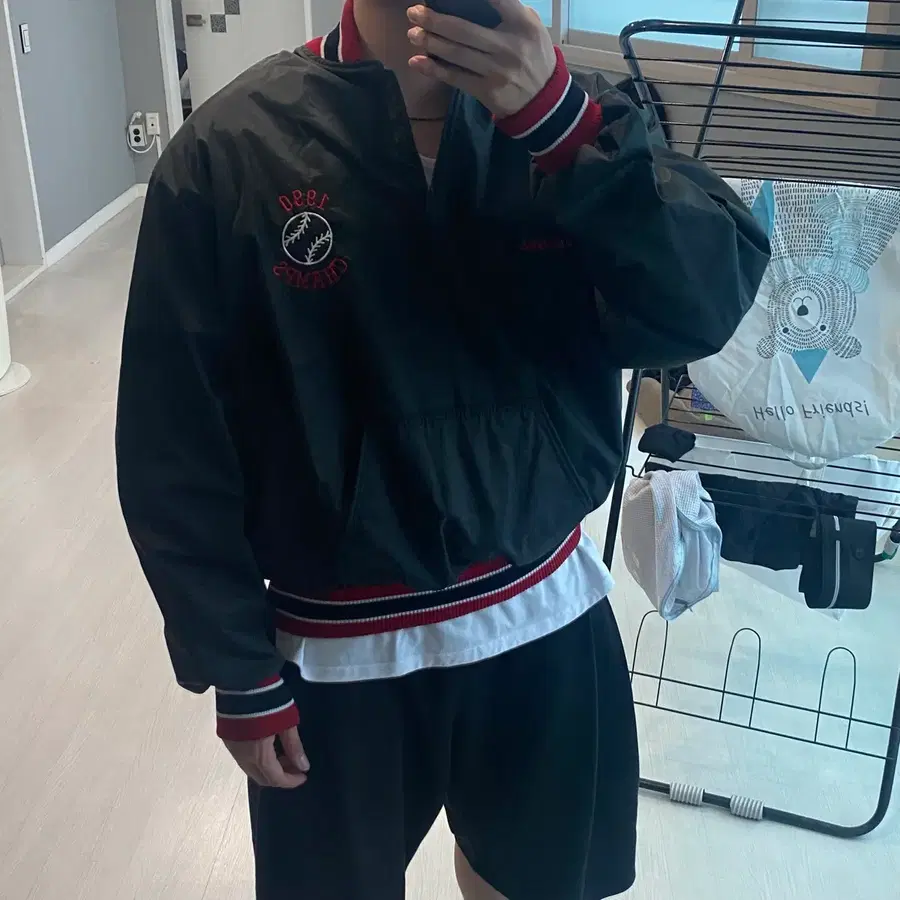 [USA 빈티지] DeLong 1990 챔피언 아노락 블랙 XL