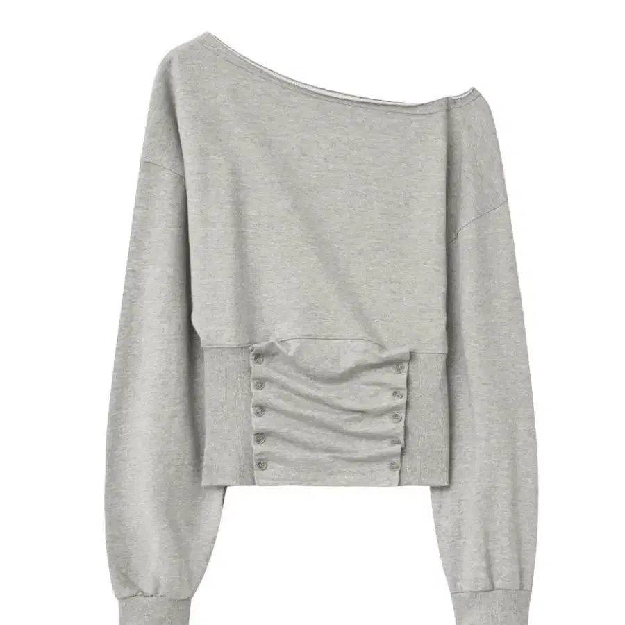 보헤미안서울 WAIST GATHERED BUTTON TOP, MELANGE GRAY