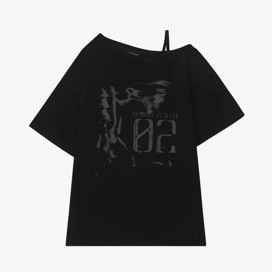 빈티지 슬릿 원숄더 반팔 티셔츠 [BLACK]