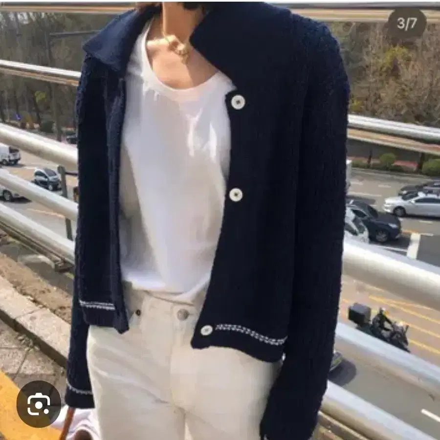 헤이그 haag 크로셰 니트 가디건 네이비