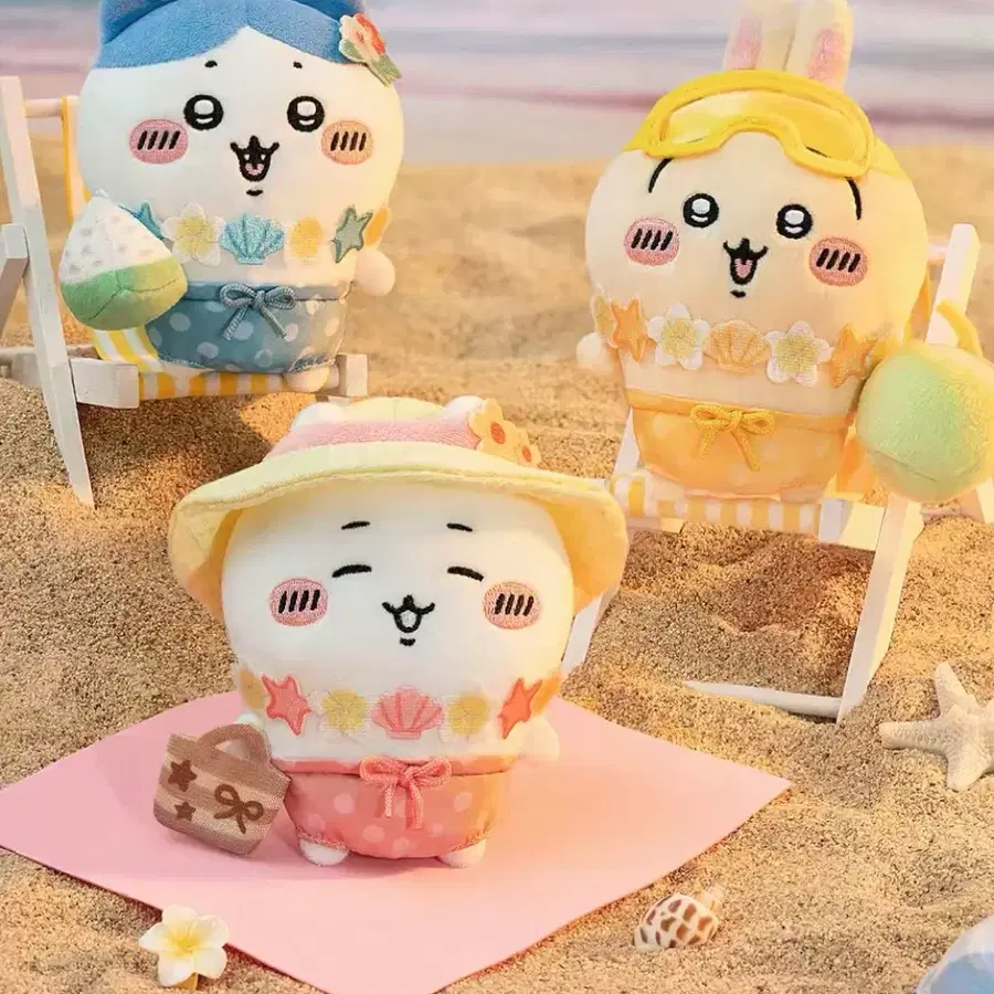 치이카와 마켓 해안 탐험 키링 인형 하치와레 우사기 치이카와