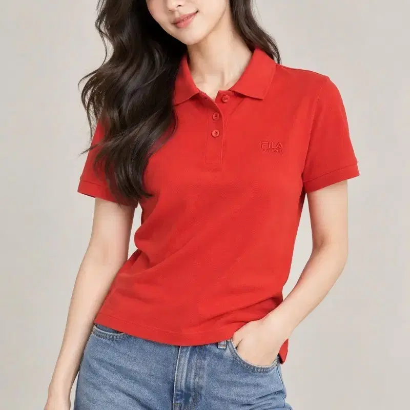 Fila 휠라 레드 스포츠 티셔츠 66