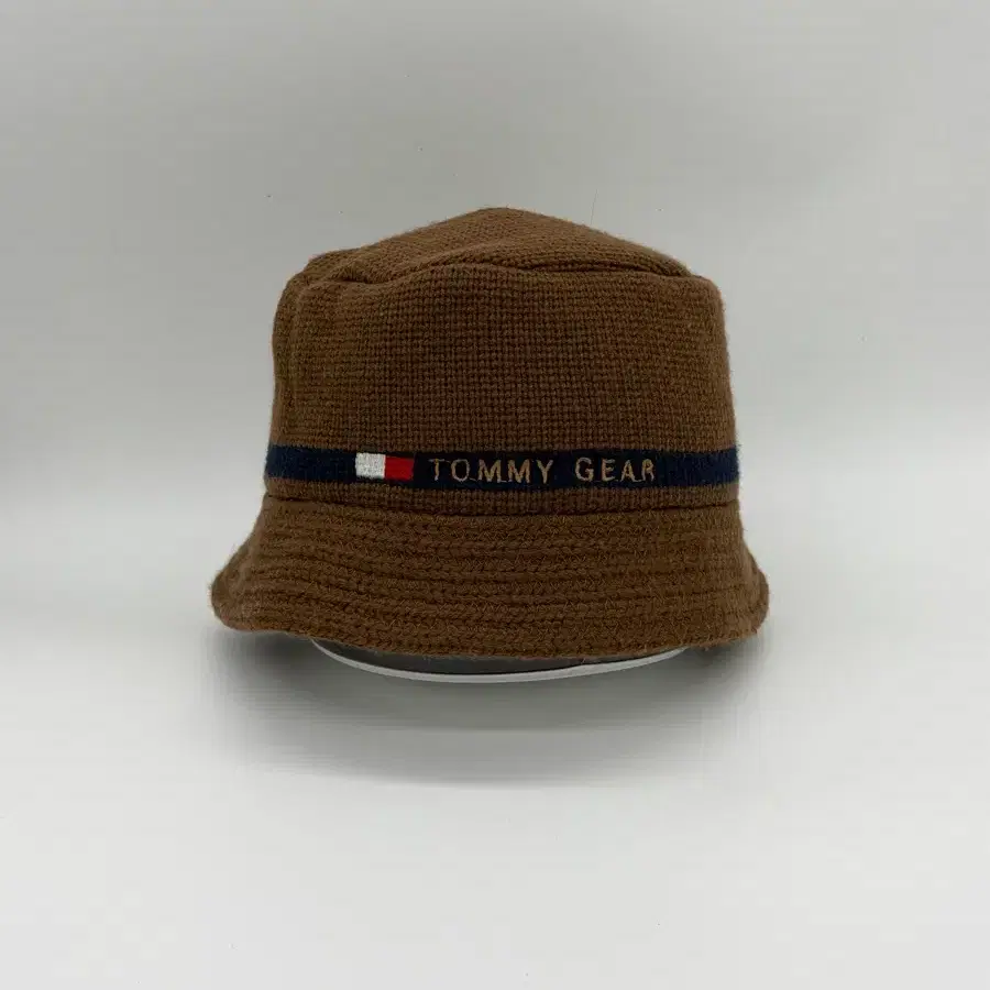 [M-L] 타미힐피거 TOMMY GEAR 브라운 니트 로고 빈티지 버킷햇 모자