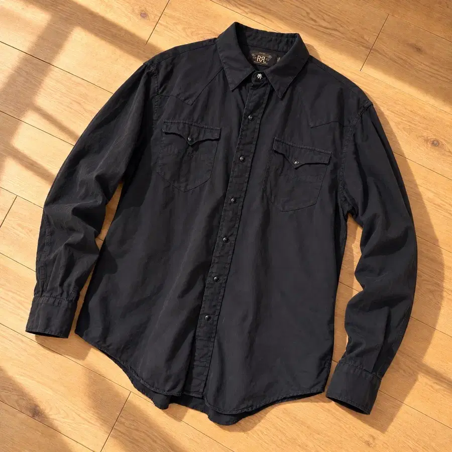 RRL 더블알엘 코튼 웨스턴 셔츠 블랙 L