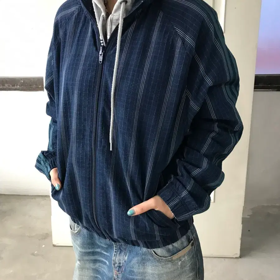 아디다스 삼선 체크 트랙 자켓 z2319