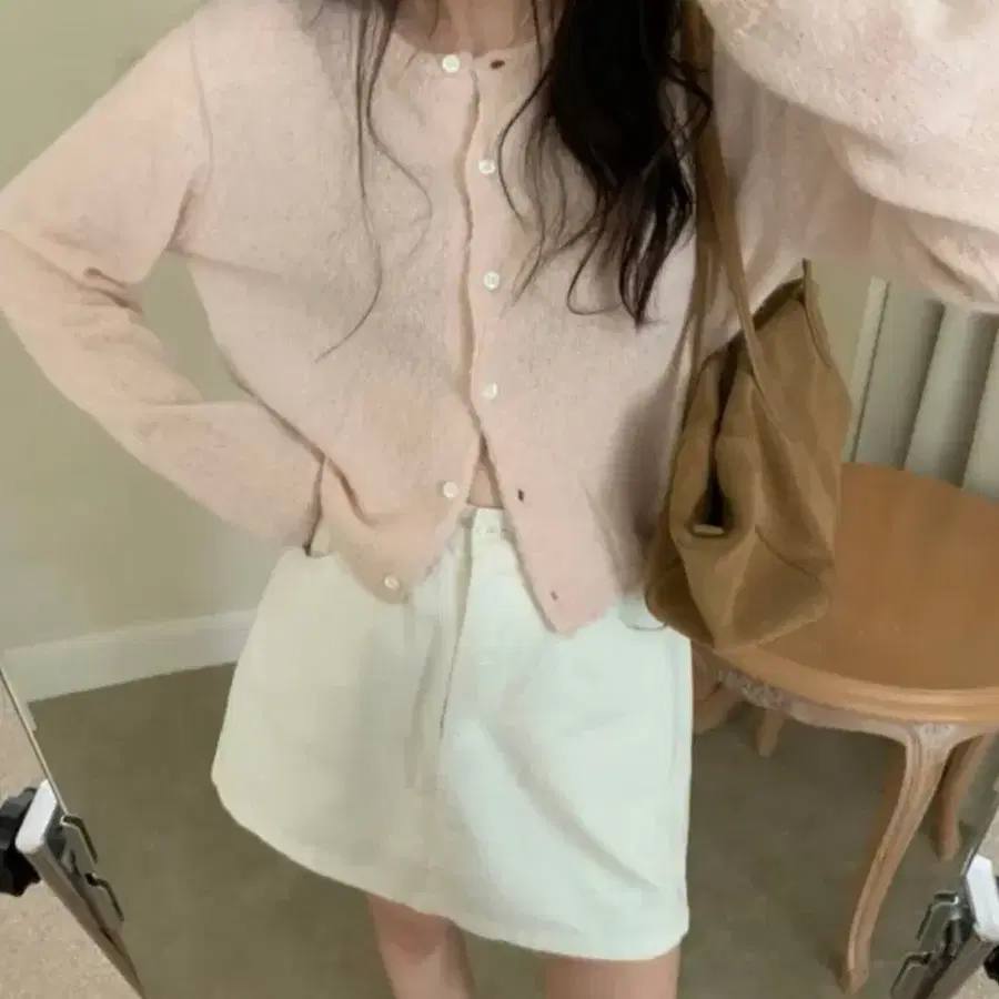 (새상품) pyt 프영띵 프리티영띵 라마 울 가디건 연핑크