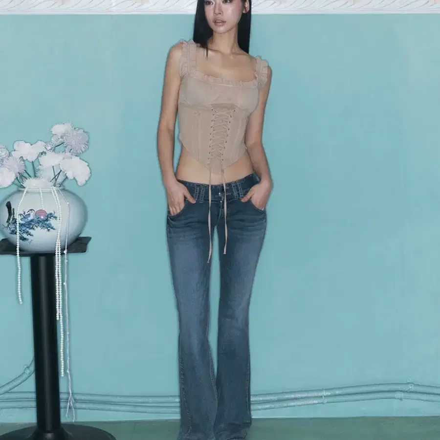 플리즈노팔로우 tommie button boots-cut denim 토미에