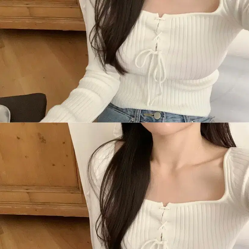 [미개봉 새상품]꼰미고 스퀘어 골지 니트