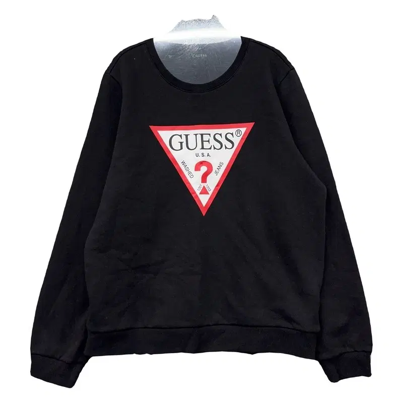 게스 GUESS 블랙 폴리에스터 그래픽 로고 프린팅 맨투맨 XL