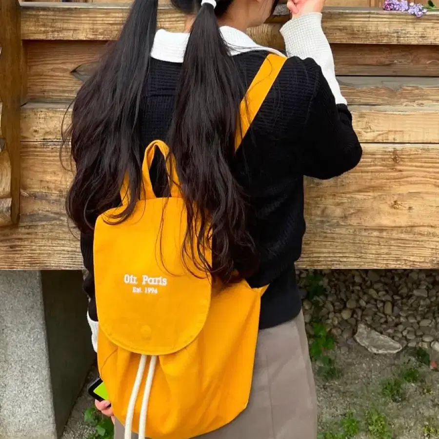 Ofr 미니 캔버스 백팩 노랑 옐로우