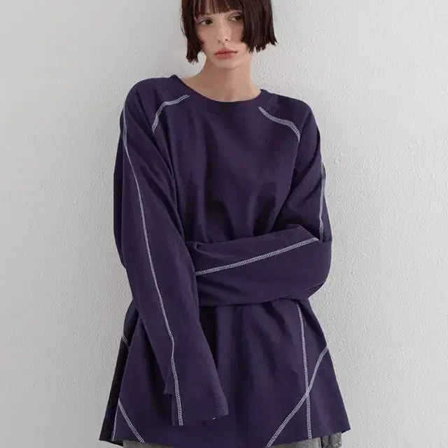 (삽니다)공구우먼 킥컬러 가이루빠 루즈핏 티셔츠 퍼플 86558
