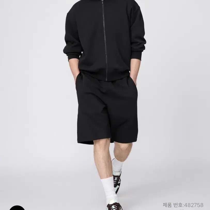유니클로 C 스웨트 와이드 쇼트팬츠 블랙 s