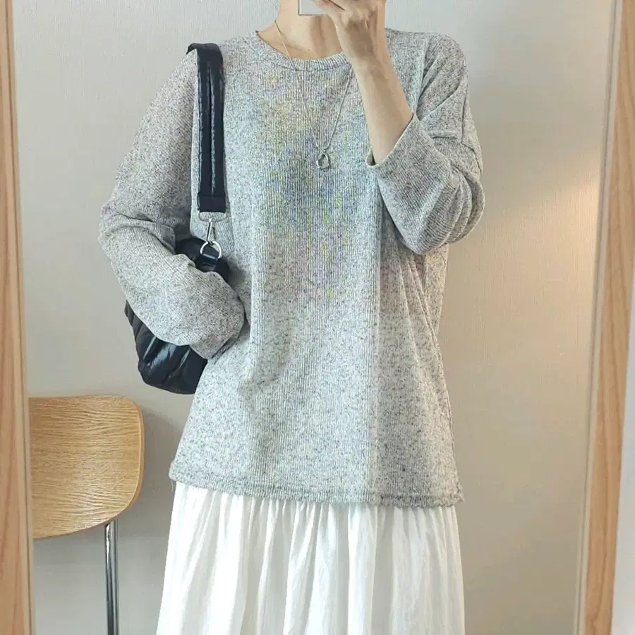 (F)sienne 여성 긴팔 롱슬리브 니트 그레이