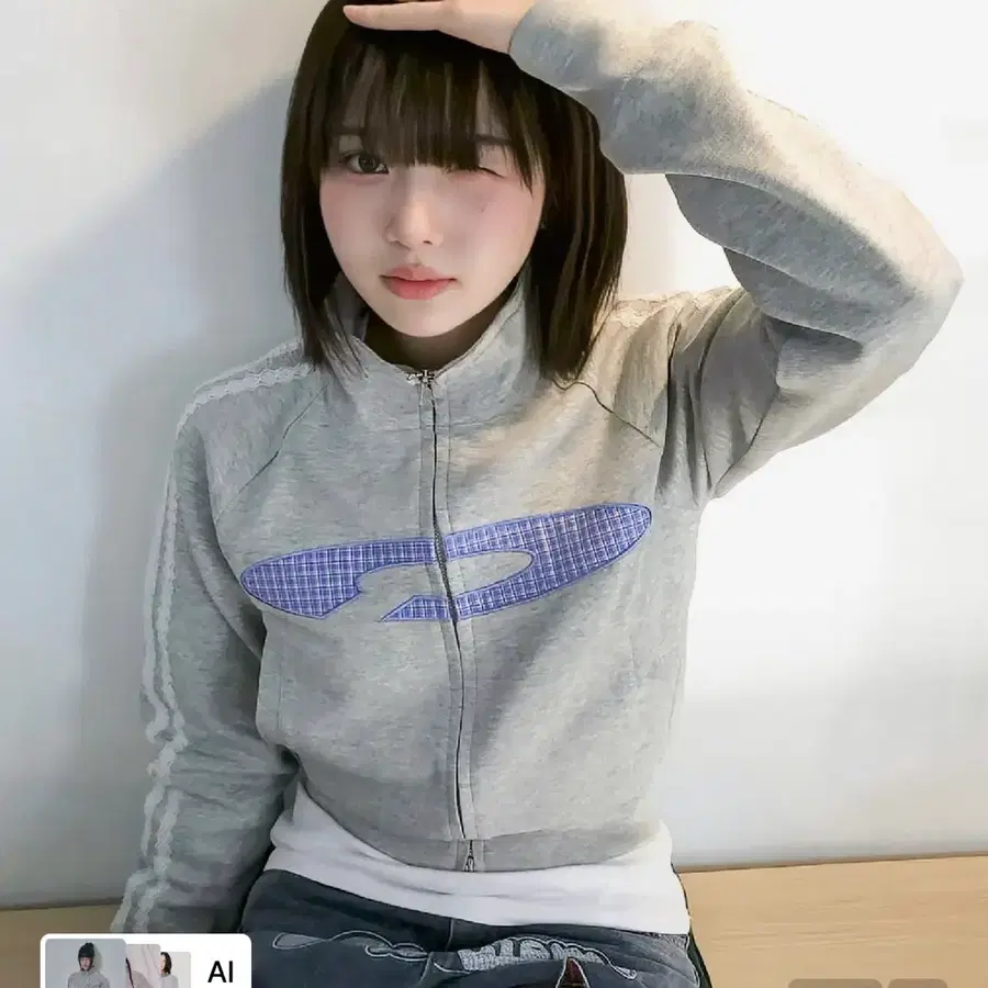 에프디알FDR Vintage Check Applique Track Zip-Up M.Gray 자켓