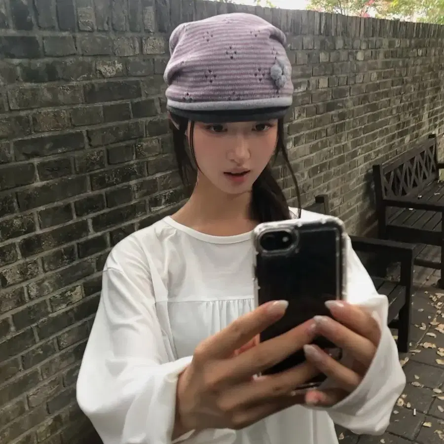 새상품) 에이이에이이 비니 KNIT ROLLED BEANIE [PURPLE]